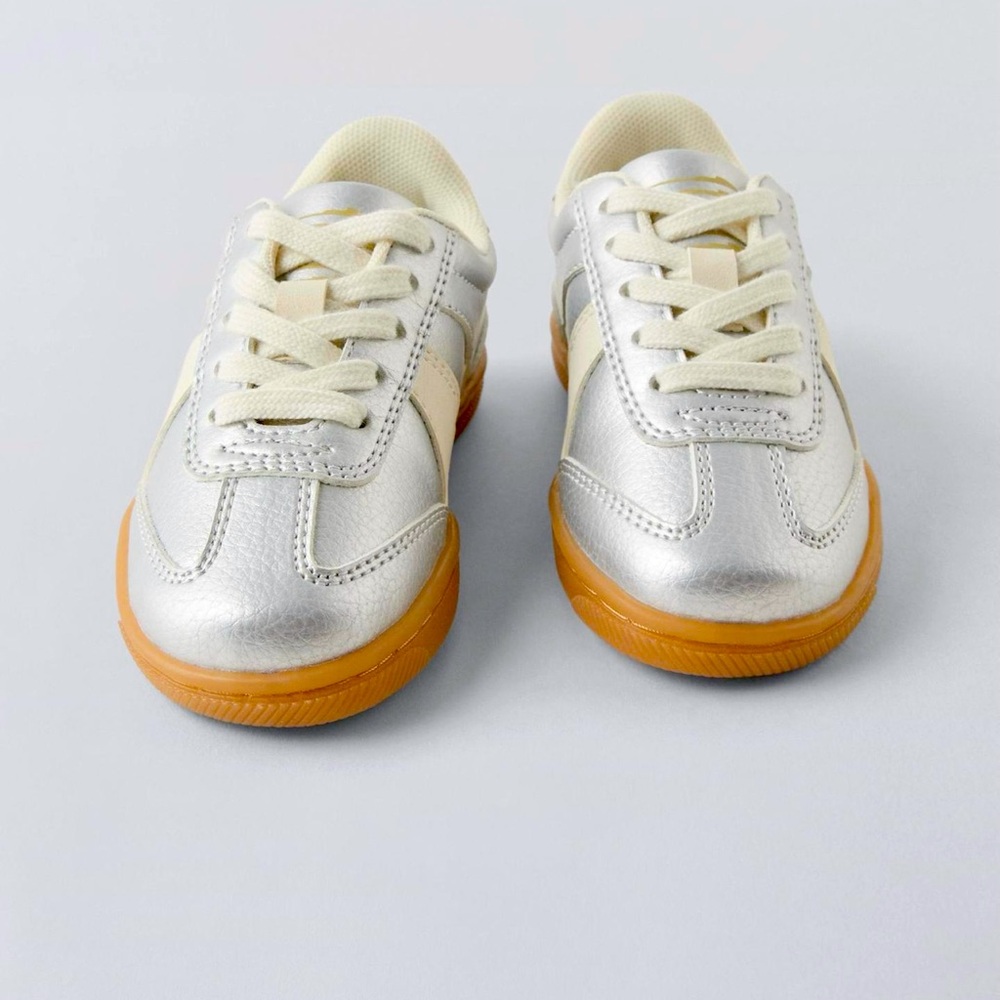 Zara Kids Silver Metallic Sneakers - Size 8US toddler
